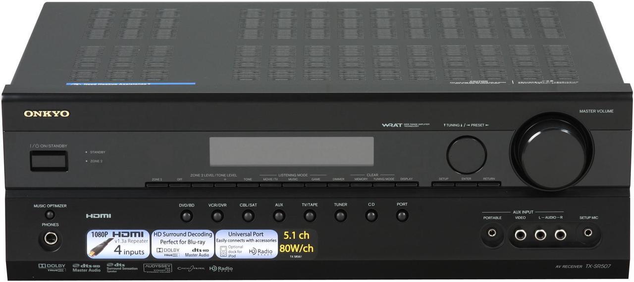 Alt view image 2 of 8 - ONKYO TX-SR507 5.1-Channel Black Home Theater Receiver