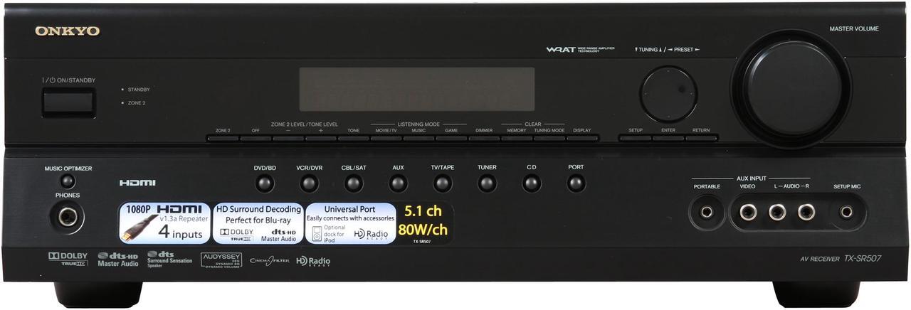 Alt view image 4 of 8 - ONKYO TX-SR507 5.1-Channel Black Home Theater Receiver