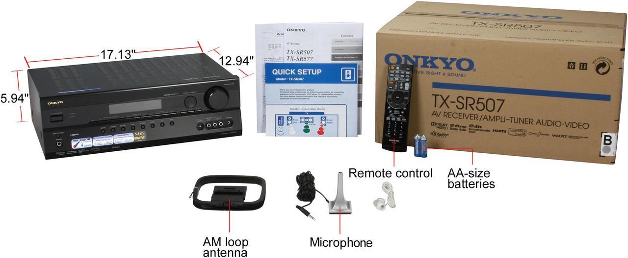 Alt view image 8 of 8 - ONKYO TX-SR507 5.1-Channel Black Home Theater Receiver