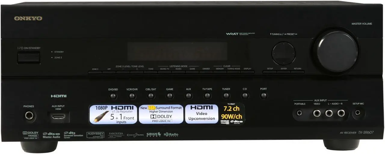 Alt view image 2 of 8 - ONKYO TX-SR607 7.2-Channel Black Home Theater Receiver