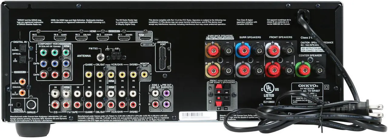 Alt view image 4 of 8 - ONKYO TX-SR607 7.2-Channel Black Home Theater Receiver