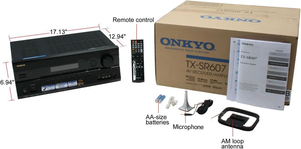 Alt view image 8 of 8 - ONKYO TX-SR607 7.2-Channel Black Home Theater Receiver
