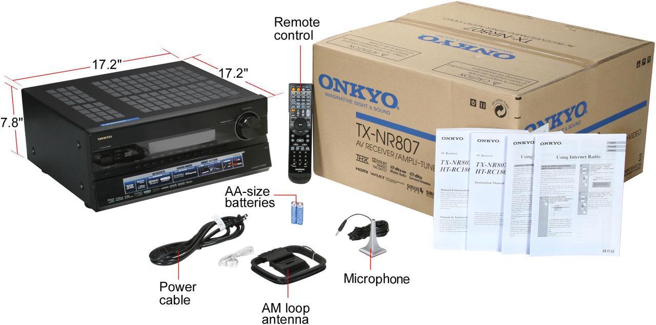 Alt view image 5 of 5 - ONKYO TX-NR807 7.2-Channel Black Home Theater Receiver
