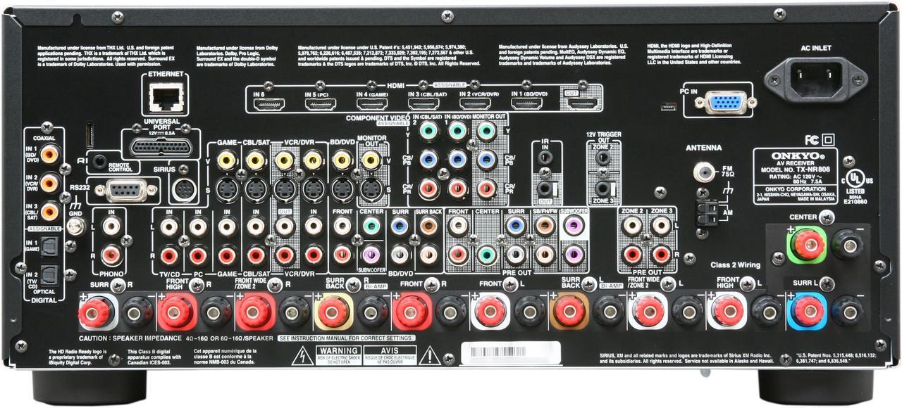 Alt view image 4 of 6 - ONKYO TX-NR808 7.2-Channel A/V Receiver