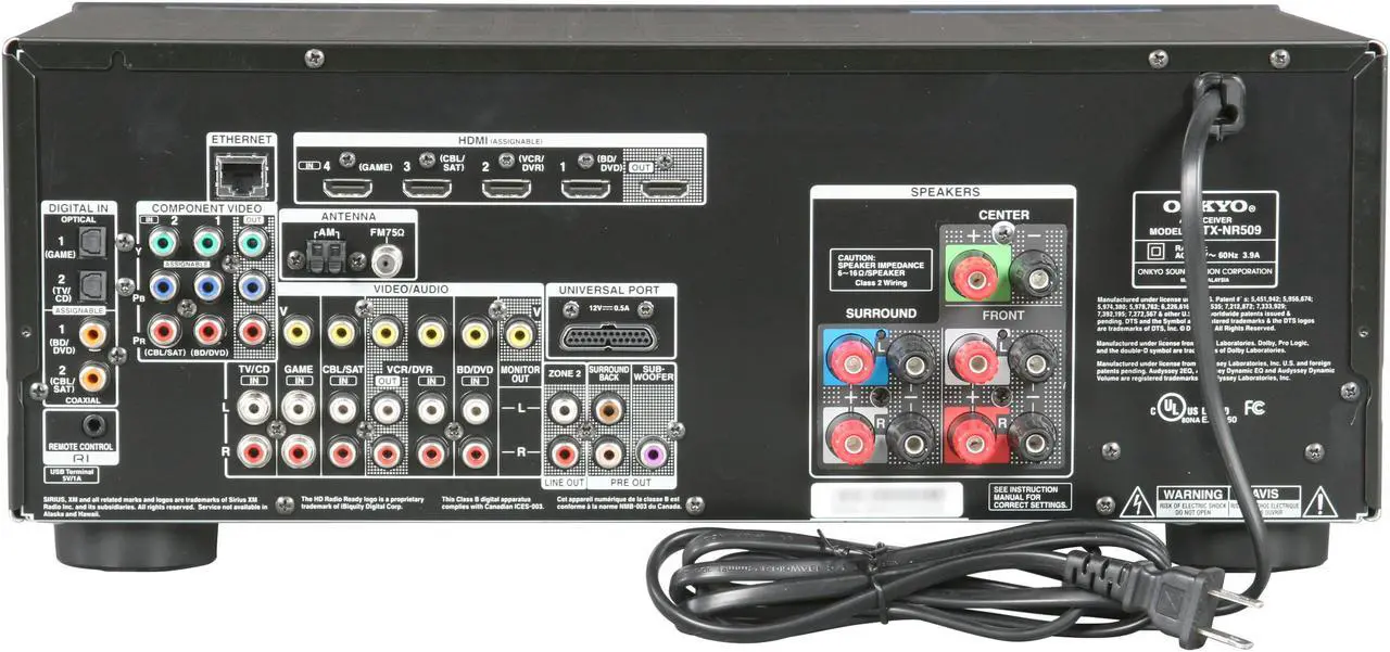 Alt view image 4 of 6 - ONKYO TX-NR509 5.1-Channel Network A/V Receiver