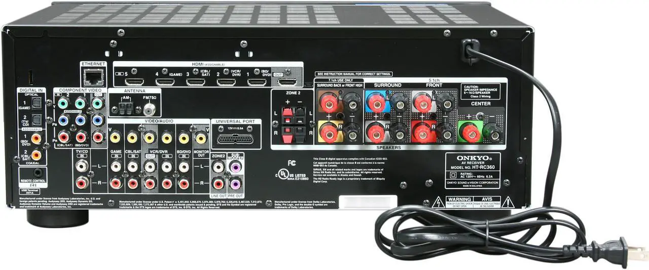 Alt view image 4 of 6 - ONKYO HT-RC360 7.2-Channel Home Theater Receiver