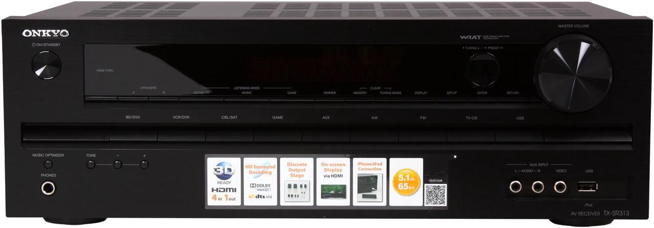 Alt view image 2 of 6 - ONKYO TX-SR313 5.1-Channel 3D-Ready Home Theater Receiver