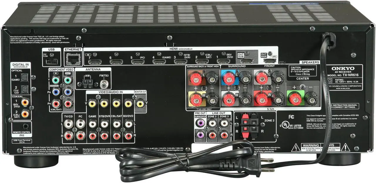 Alt view image 4 of 6 - ONKYO TX-NR616 7.2-Channel THX Certified Network A/V Receiver