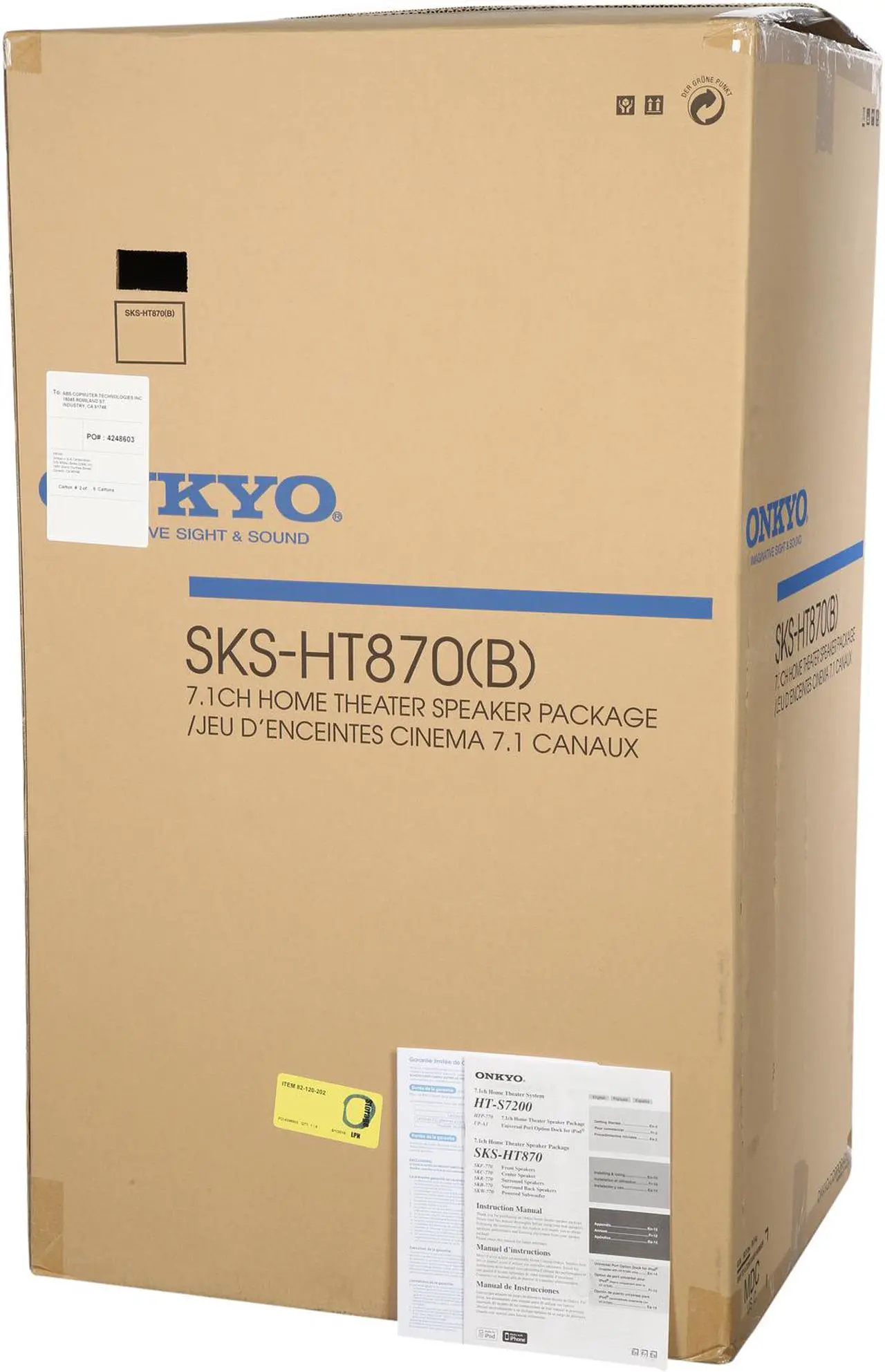 Alt view image 18 of 18 - ONKYO SKS-HT870 7.1-Channel Home Theater Speaker System