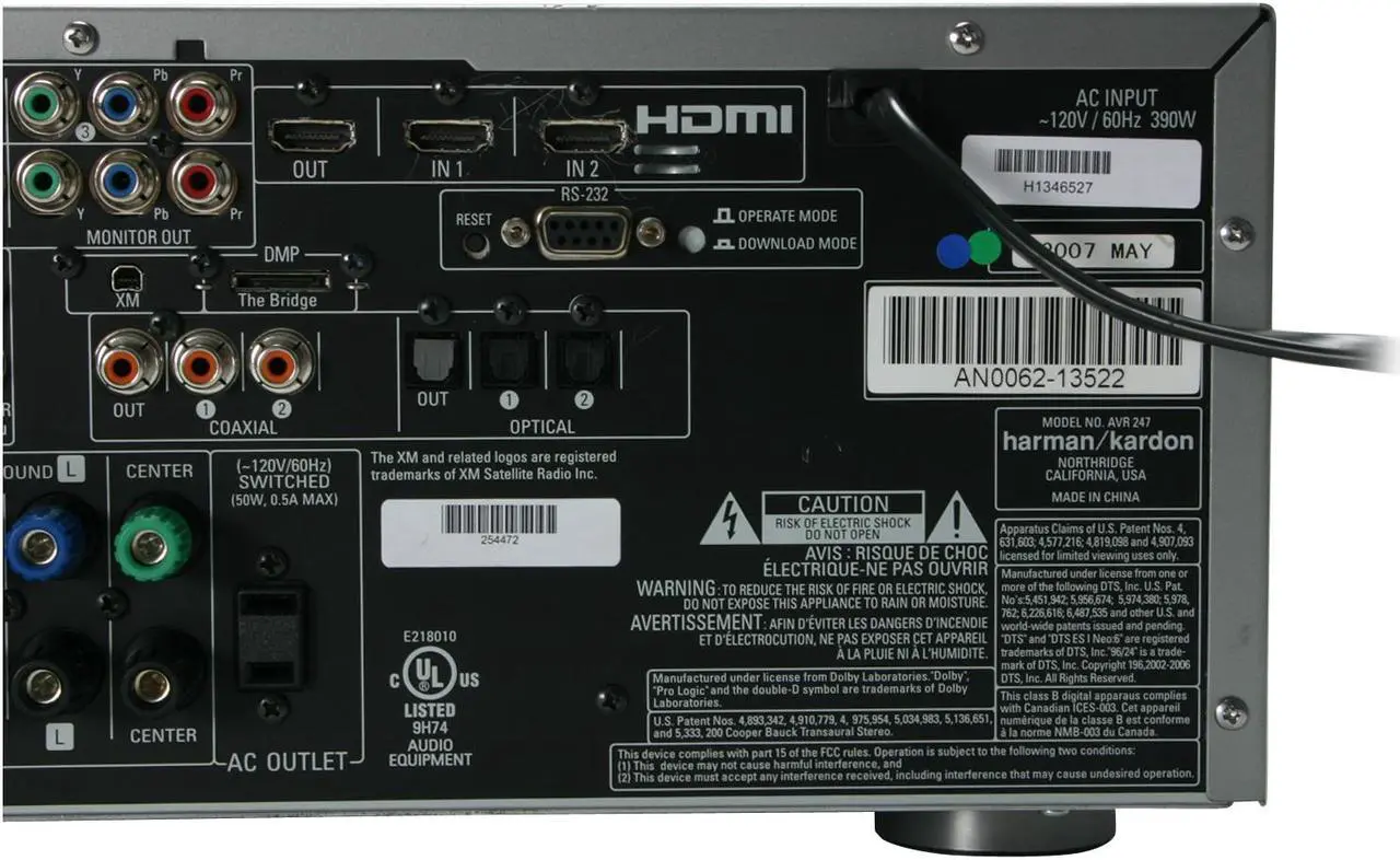 Alt view image 10 of 16 - Harman/Kardon AVR 247 7.1-Channel A/V Receiver with HDMI Switching