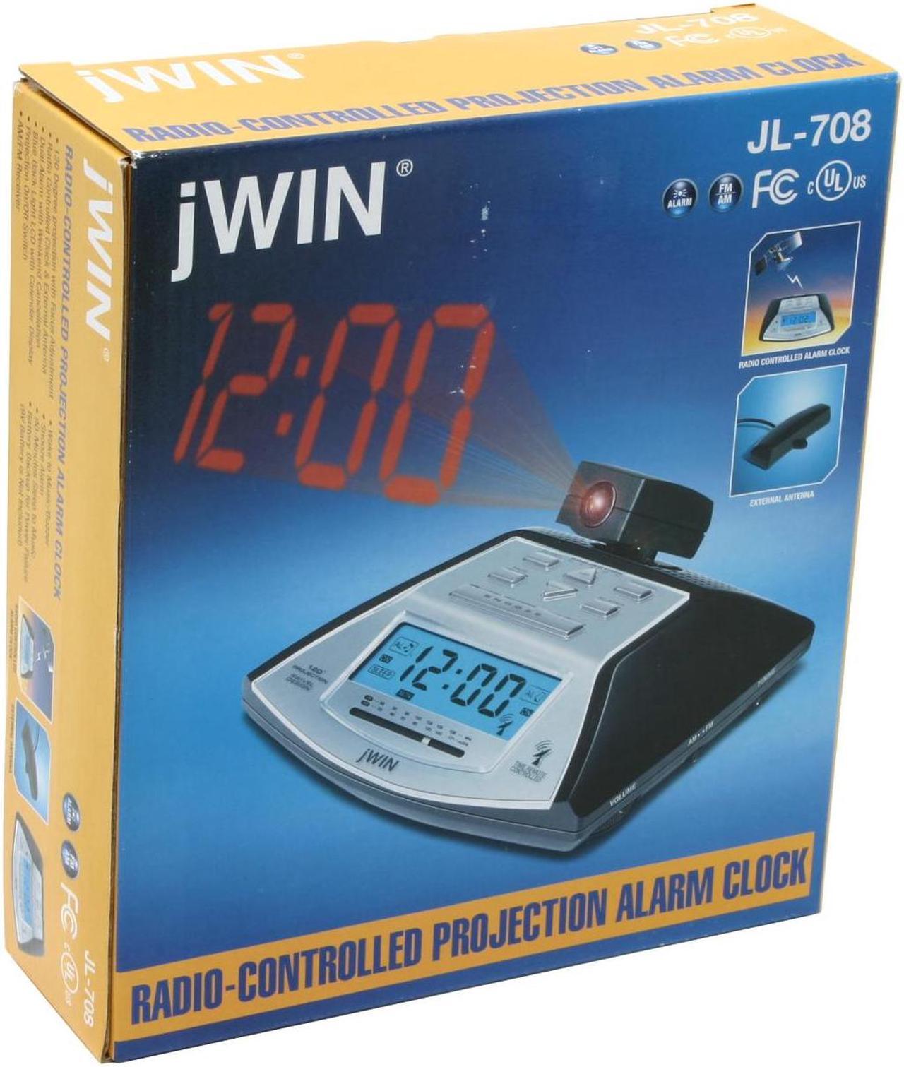Alt view image 12 of 12 - jWIN JL-708 Self Setting Atomic Alarm Projection Clock w/ Blue Backlight LCD