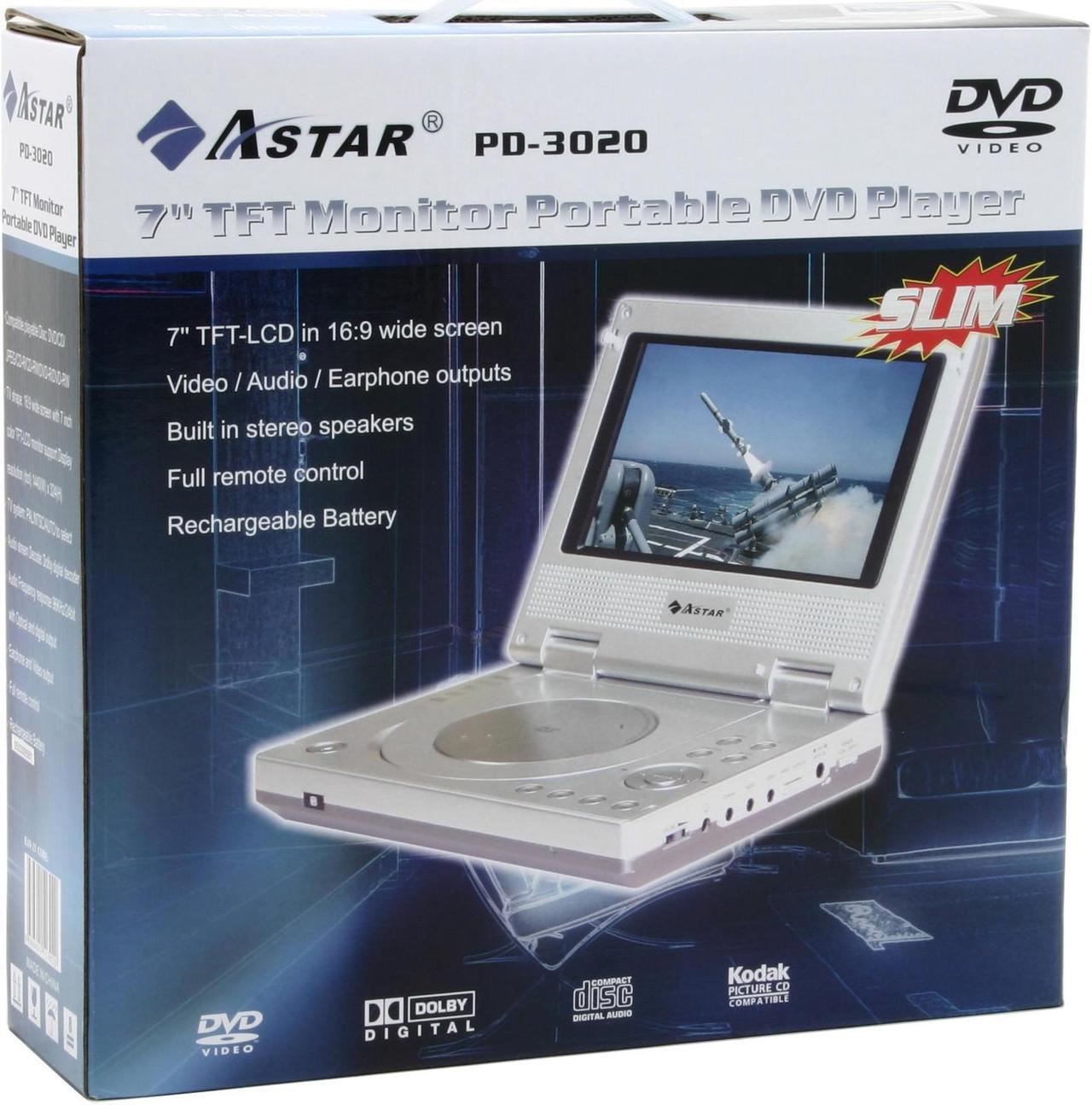 Alt view image 8 of 8 - ASTAR PD-3020 Portable DVD Player w/ 7" 16:9 LCD