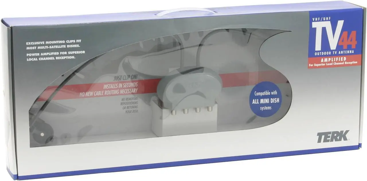 Alt view image 4 of 4 - TERK TV44 Amplified Outdoor Satellite Dish Clip-on Antenna