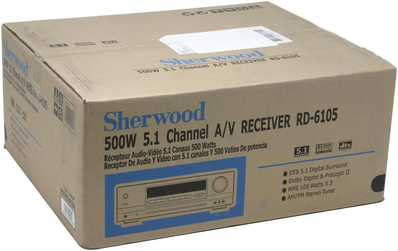 Alt view image 8 of 8 - Sherwood RD-6105 5.1-Channel 500W Dolby Digital/ DTS Receiver