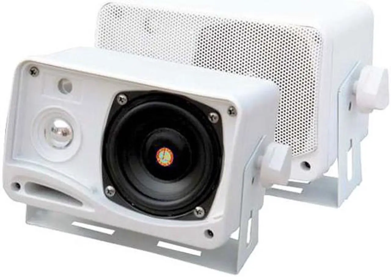 Alt view image 2 of 2 - Pyle 3.5" 200 Watt 3-Way Weather Proof Mini Box Speaker System (White)