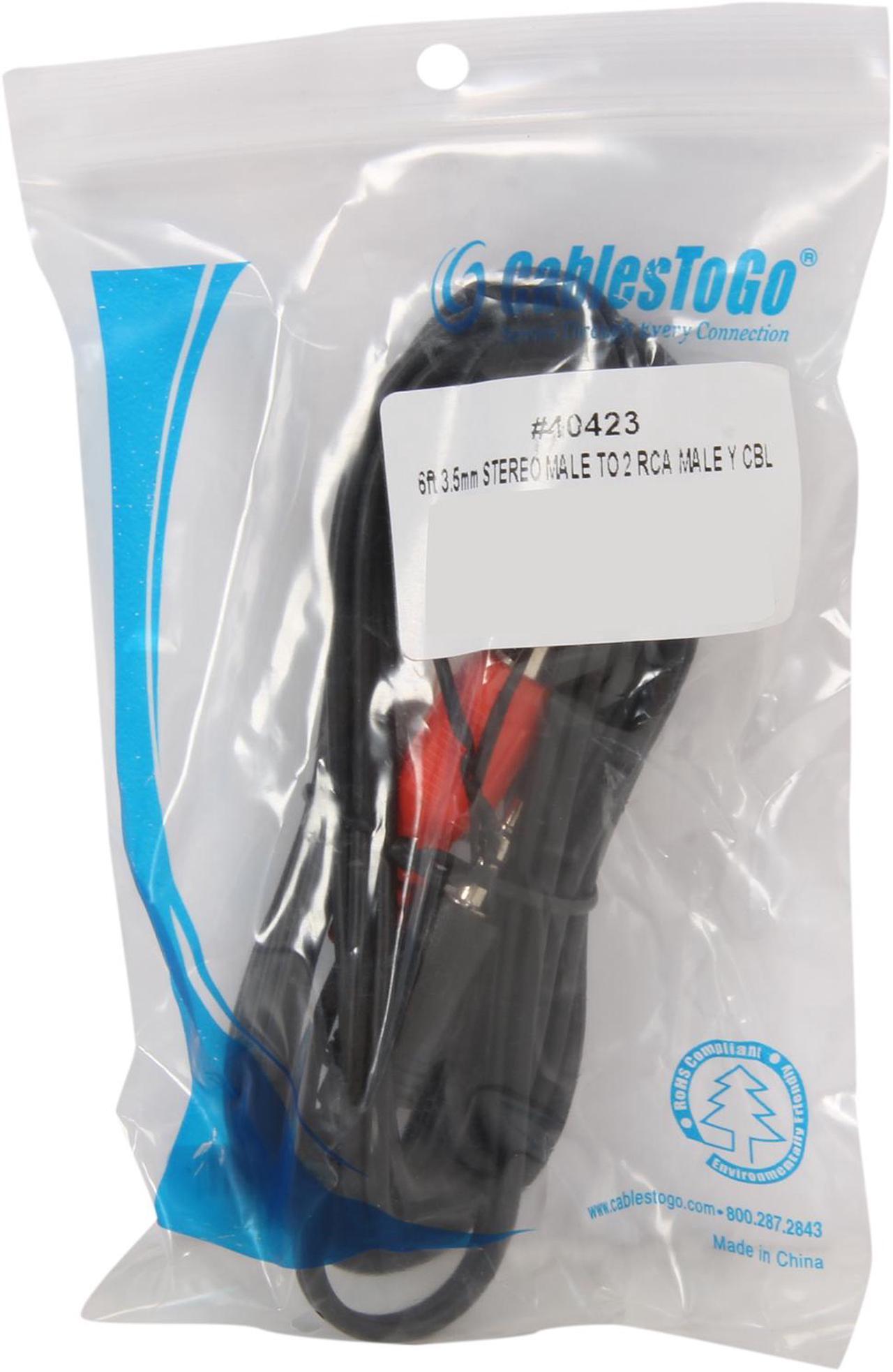 Alt view image 3 of 3 - C2G 40423 Value Series One 3.5mm Stereo Male to Two RCA Stereo Male Y-Cable (6 Feet, 1.82 Meters), Black