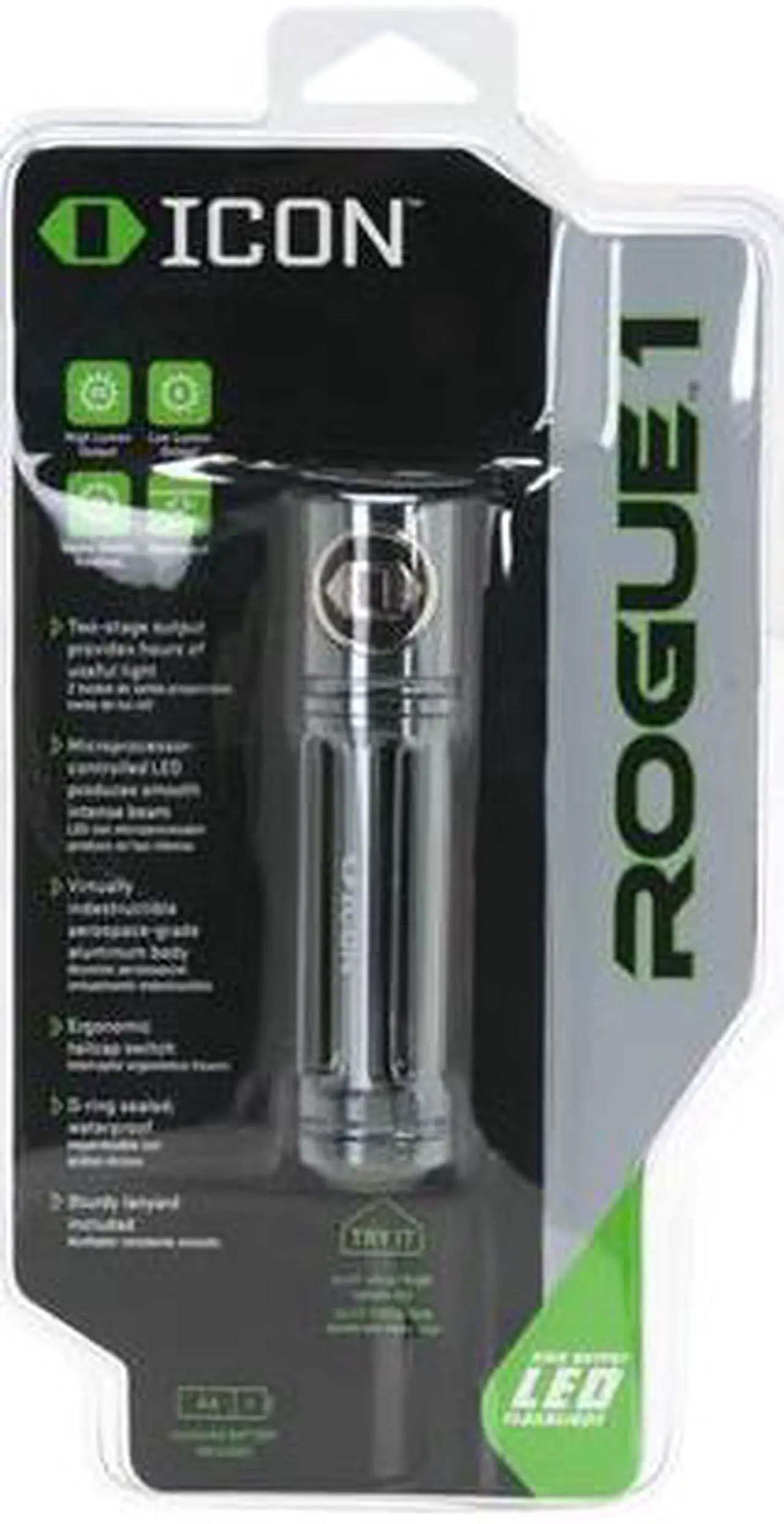 Alt view image 6 of 6 - Icon Light RG102A Rogue 1 Gray Alluminum Flashlight 50 Lumen