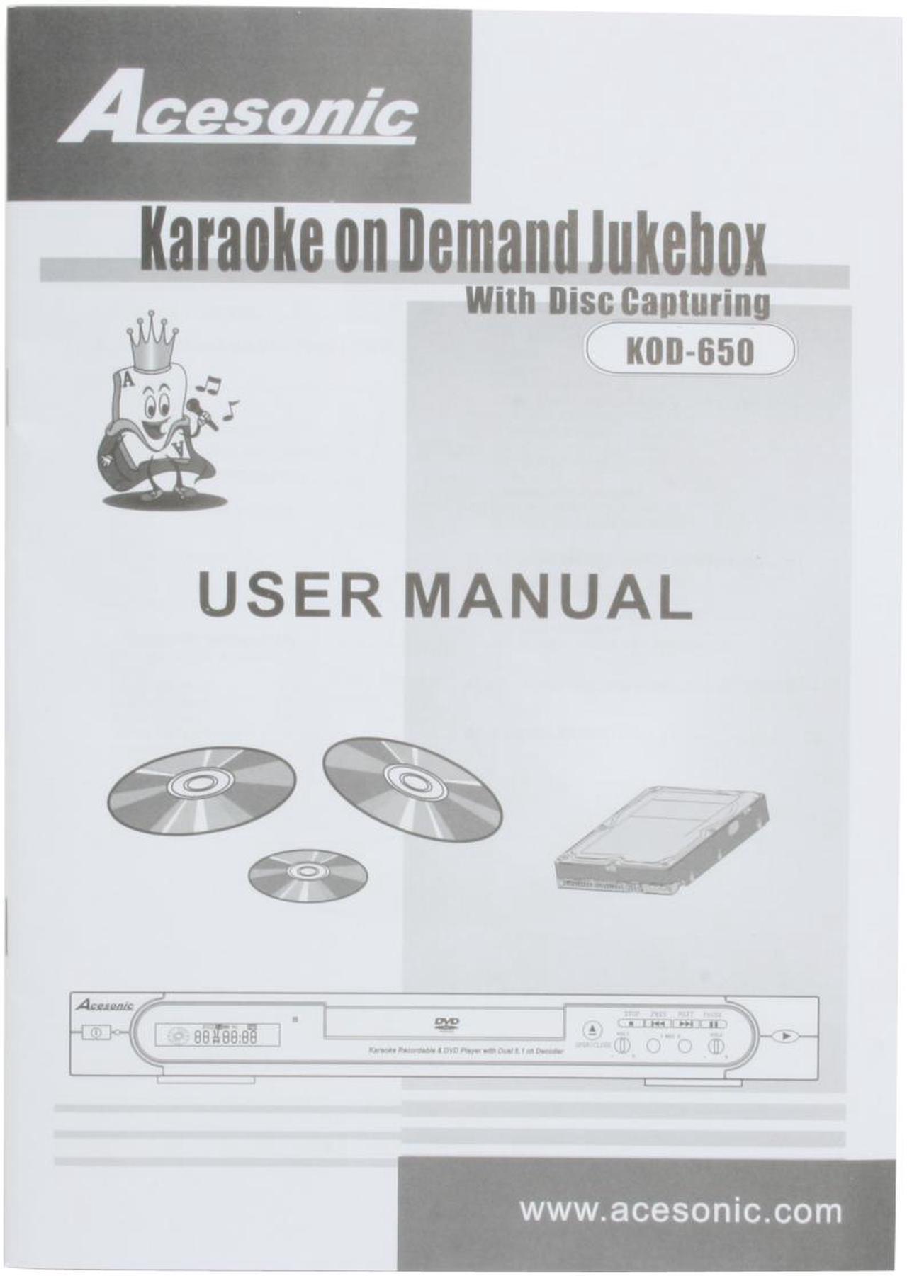 Alt view image 8 of 11 - Acesonic KOD-650 DVD Recordable Karaoke Player