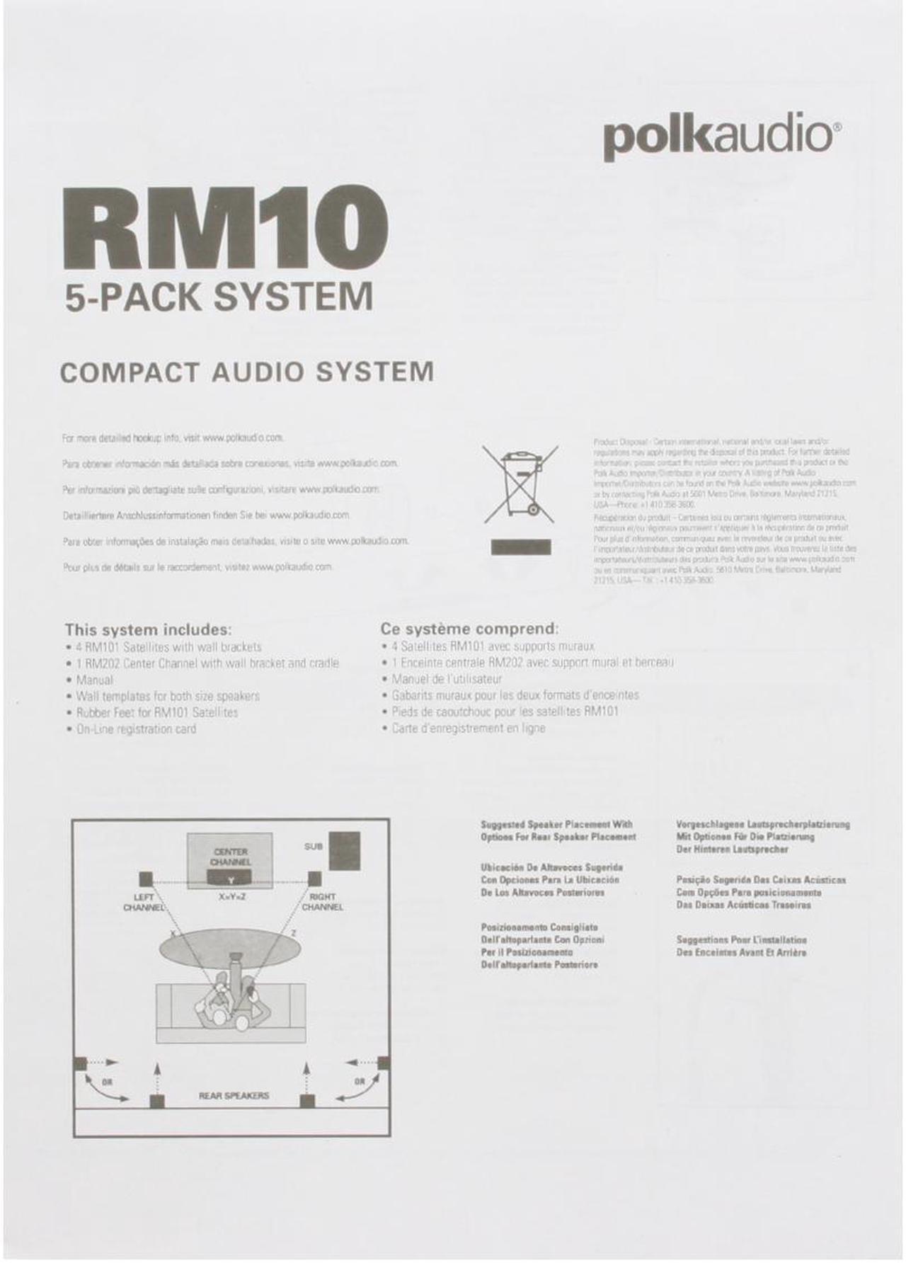 Alt view image 17 of 18 - Polk Audio RM10 5-Pack 5 CH Home Audio Speaker System
