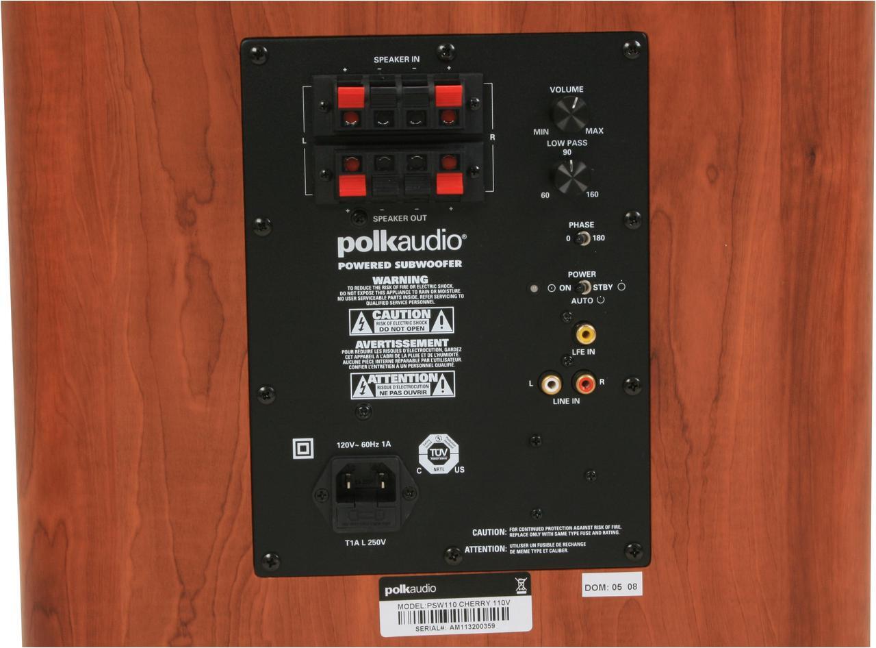 Alt view image 7 of 10 - Polk Audio PSW110 10-Inch Powered subwoofer, Single, Cherry