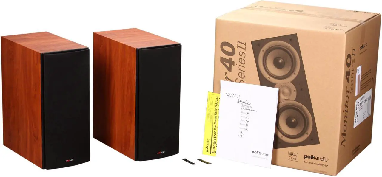 Alt view image 7 of 7 - Polk Audio Monitor40 Series II Two-Way Bookshelf Loudspeaker (Cherry) Pair