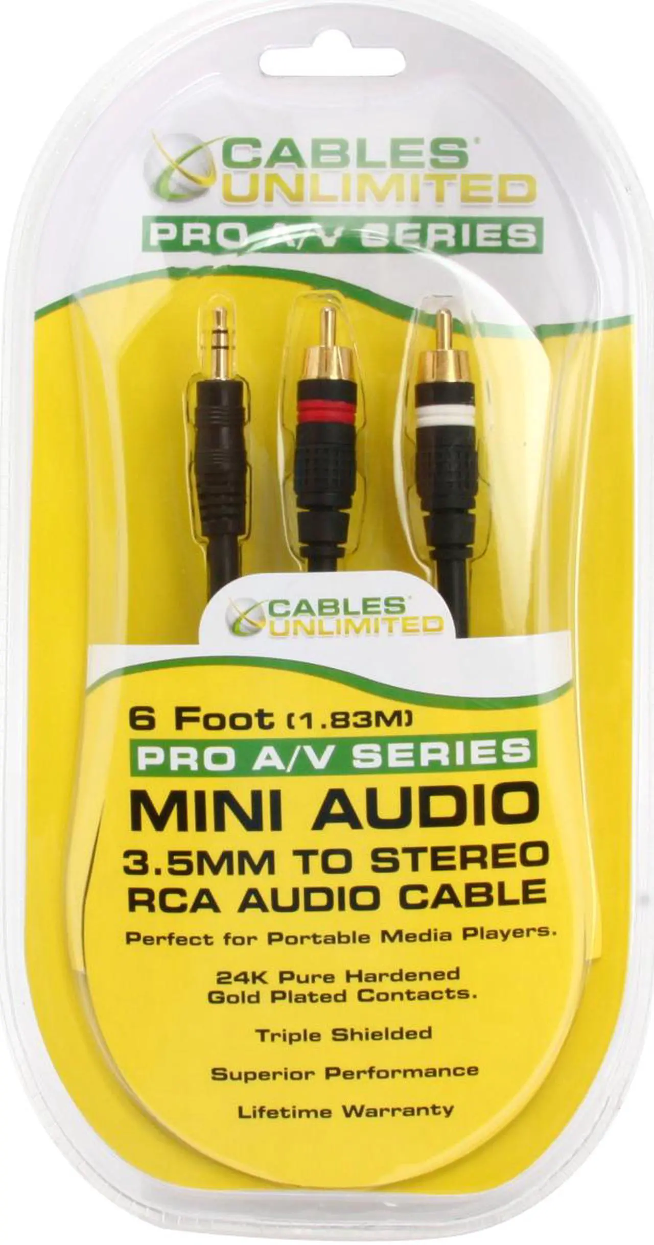 Alt view image 2 of 2 - CABLES UNLIMITED AUD-1205-06 6 feet 3.5mm to RCA Stereo Audio Cable Male to Male