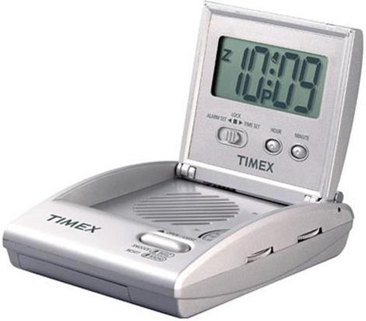 Timex T315S Travel Alarm Clock Radio (folds for portability) - Silver