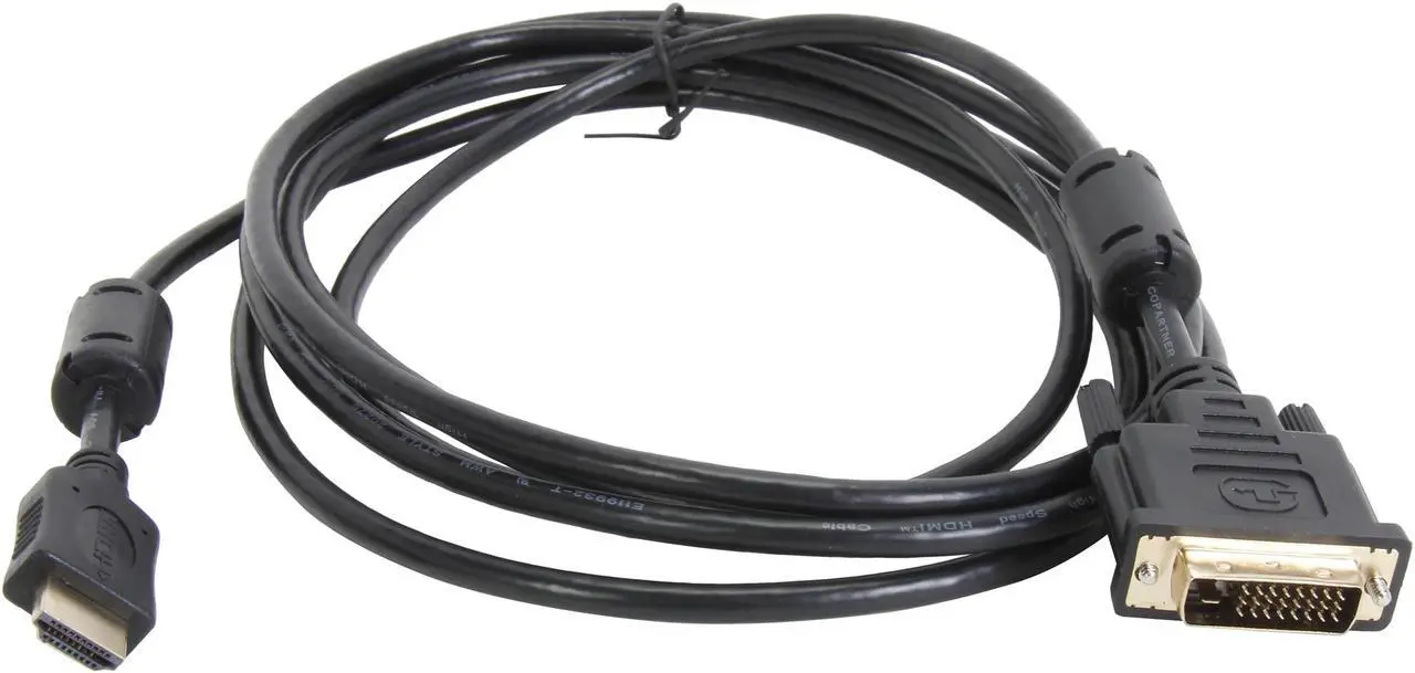 Alt view image 2 of 3 - Coboc EA-HD2DVI-10-BK 10 ft. Black HDMI A Male to DVI-D (24+1) Male 30 AWG High Speed HDMI to DVI-D Adapter Cable w/Ferrite Cores Male to Male