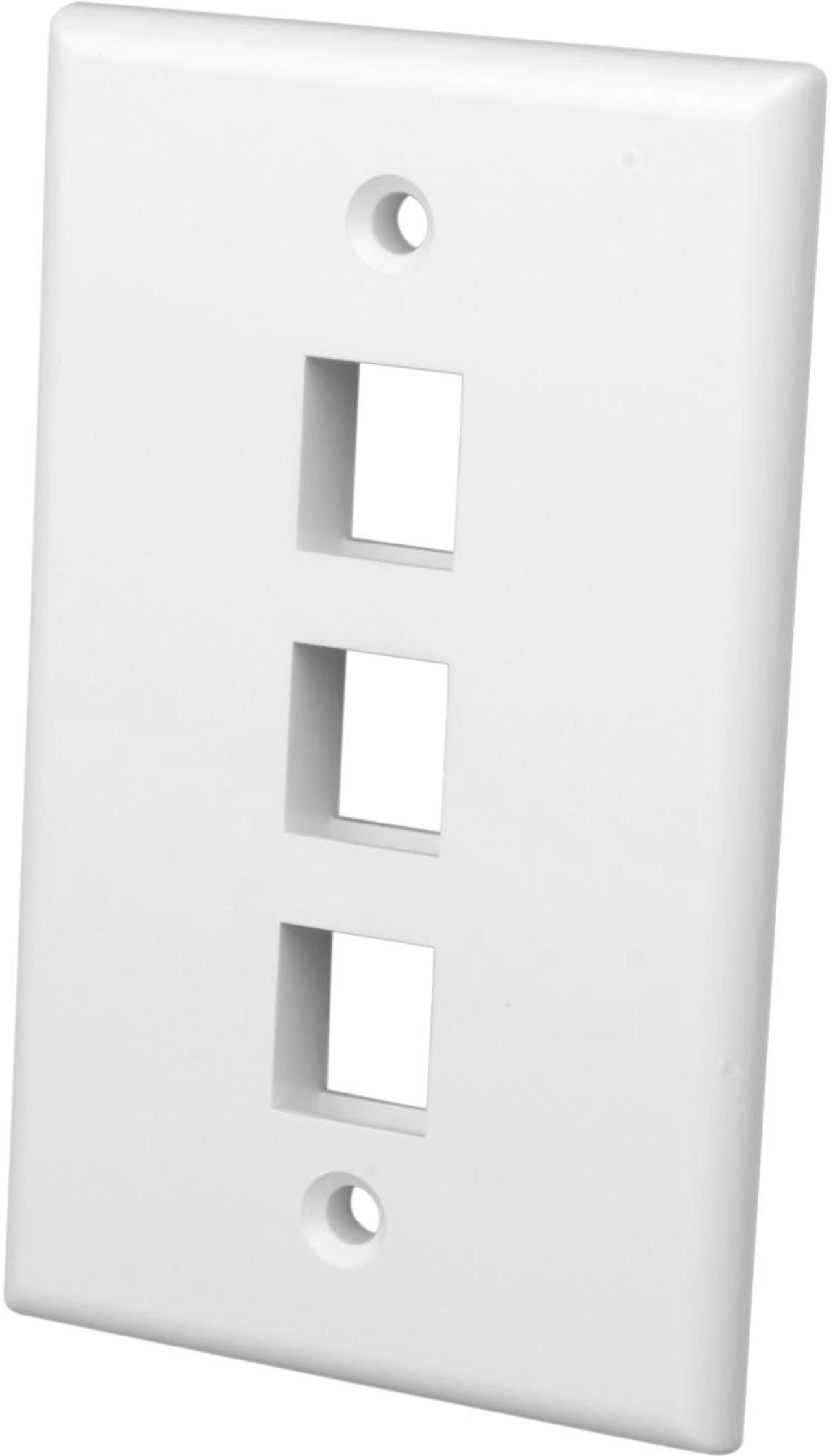 Alt view image 2 of 2 - Vanco 820103 3 Ports White Multi-Media Keystone Wall Plates