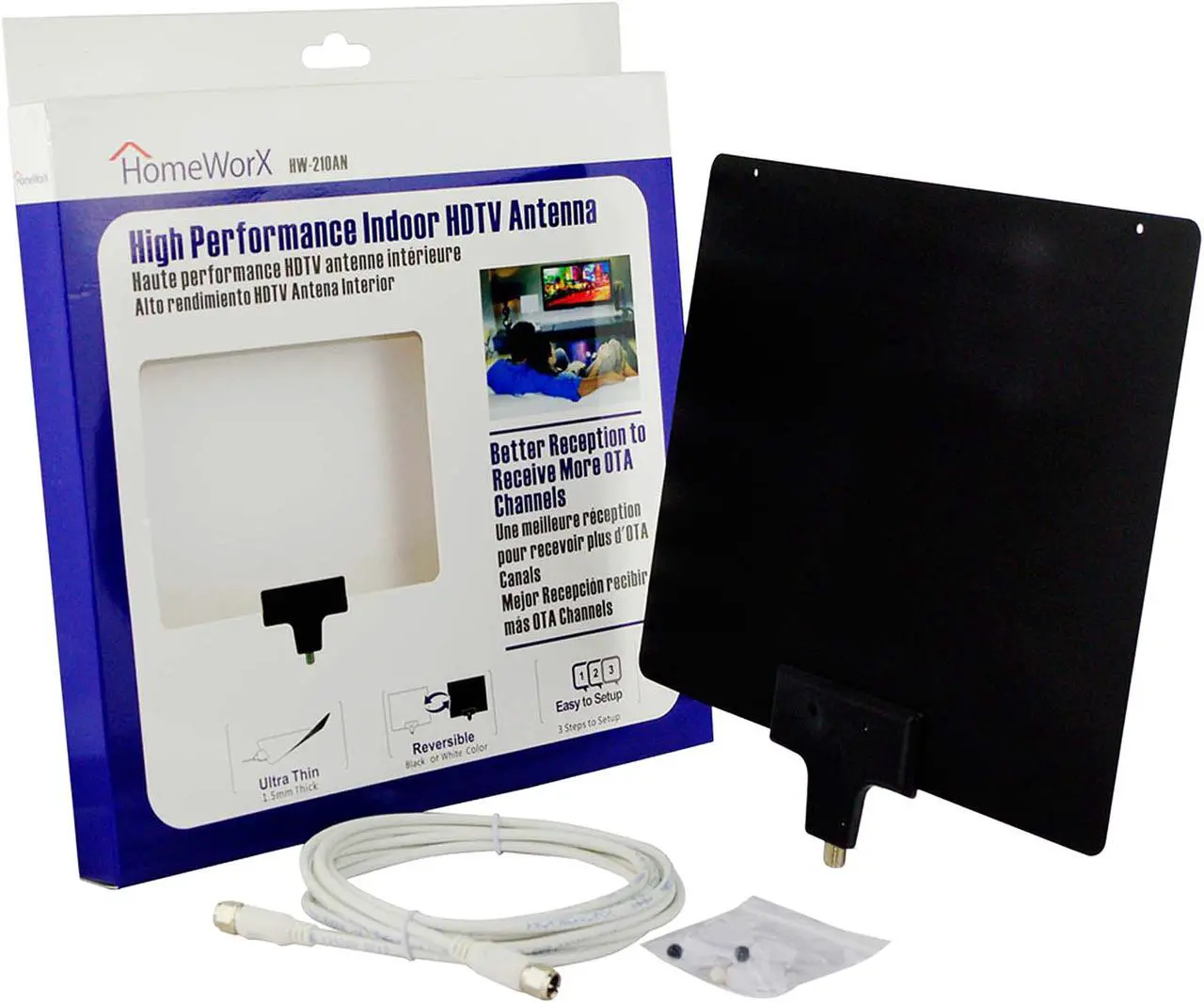 Alt view image 3 of 12 - Mediasonic HomeWorX HW210AN Ultra Thin Indoor Digital HD TV antenna