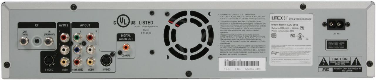 Alt view image 7 of 12 - LITE-ON DVD Recorder & VCR Combo LVC-9016G