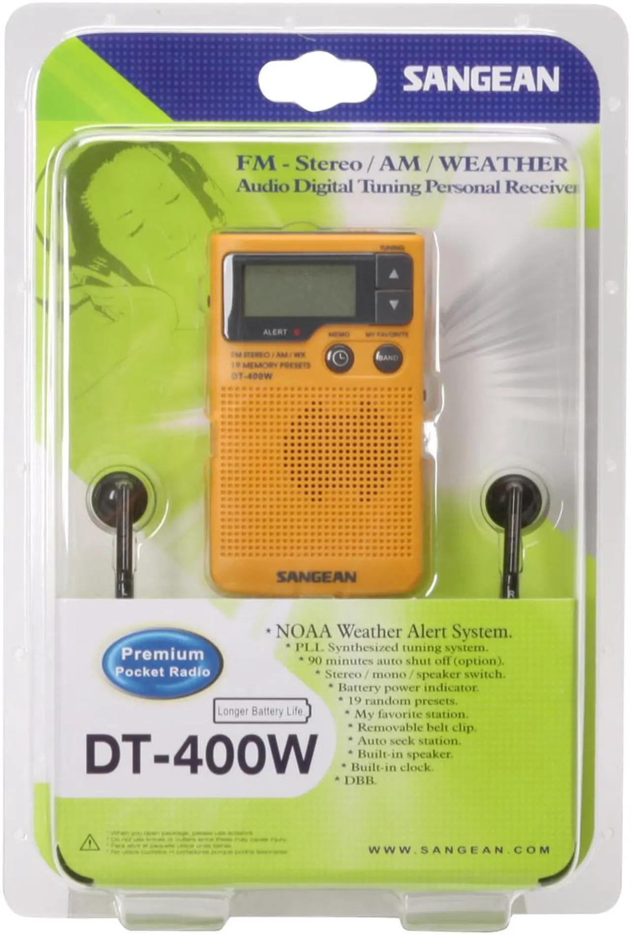Alt view image 4 of 4 - Sangean Digital AM/FM/Weather Alert Pocket Radio DT-400W