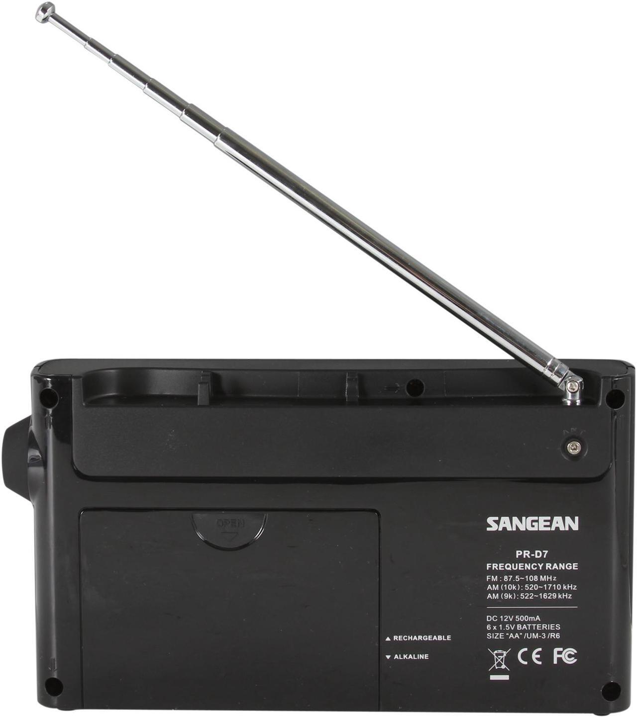 Alt view image 4 of 7 - Sangean Portable Rechargeable Radio PR-D7 Black