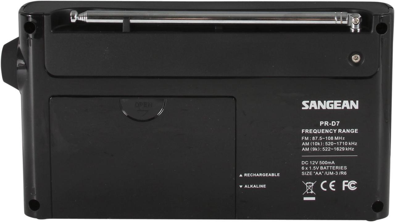 Alt view image 5 of 7 - Sangean Portable Rechargeable Radio PR-D7 Black