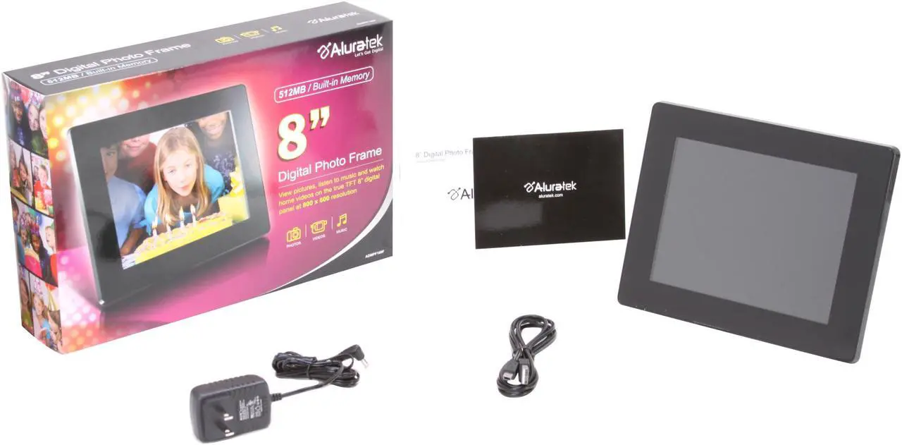 Alt view image 6 of 6 - Aluratek ADMPF108F 8" 800 x 600 Digital Photo Frame with 512MB Built-in Memory