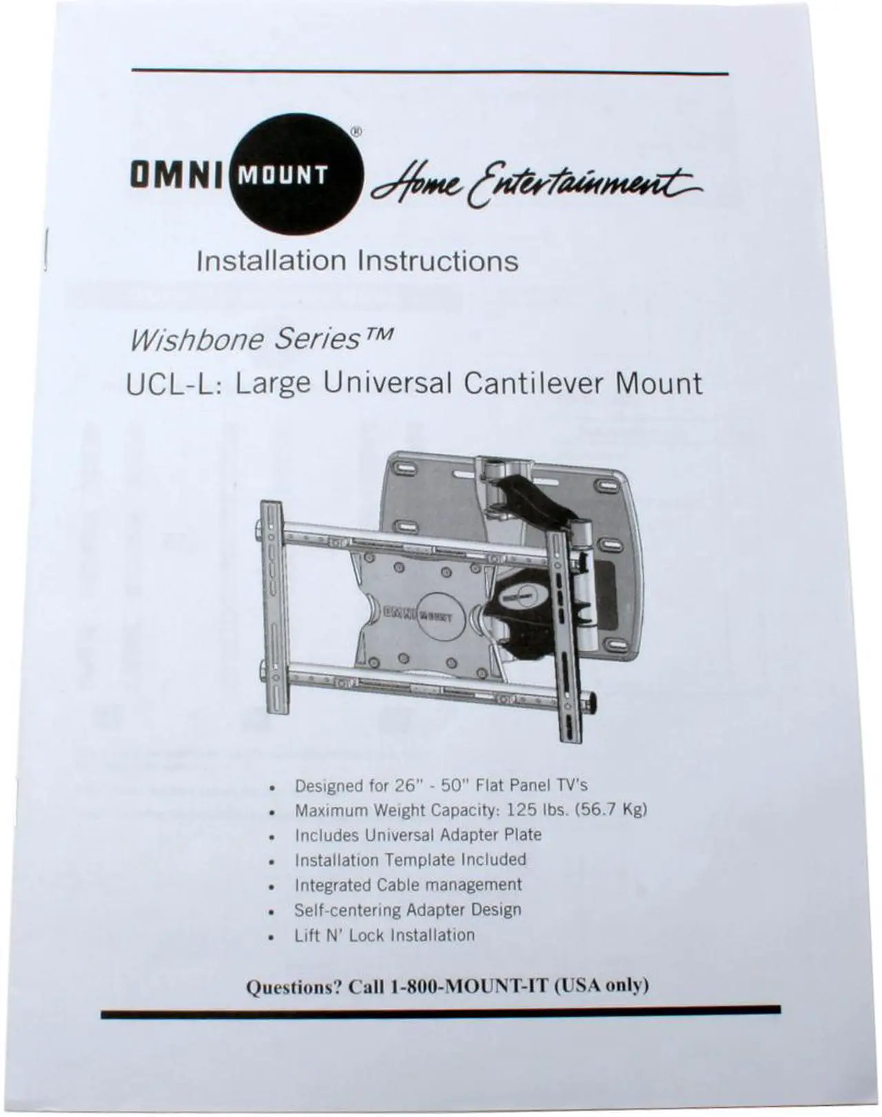 Alt view image 2 of 3 - OmniMount UCL-L Silver 26" - 45" Cantilever Mount with Universal Adapter