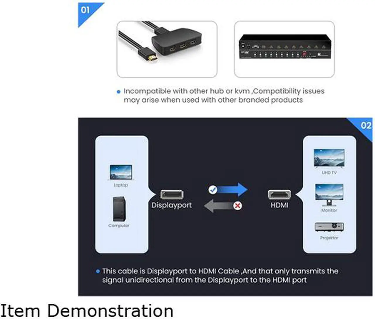 Alt view image 7 of 11 - Omni Gear DP-3-HDMI 3 ft. Black DisplayPort to HDMI Cable Male to Male