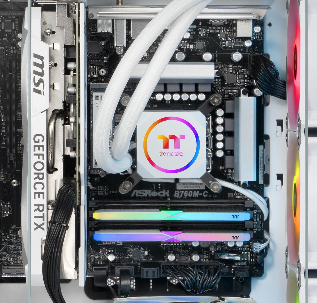 Alt view image 5 of 6 - Thermaltake Gaming Desktop PC T3WT-B650-97X-LCS AMD Ryzen 7 7800X3D 32GB DDR5 2TB SSD AMD Radeon RX 9070 XT Windows 11 Home
