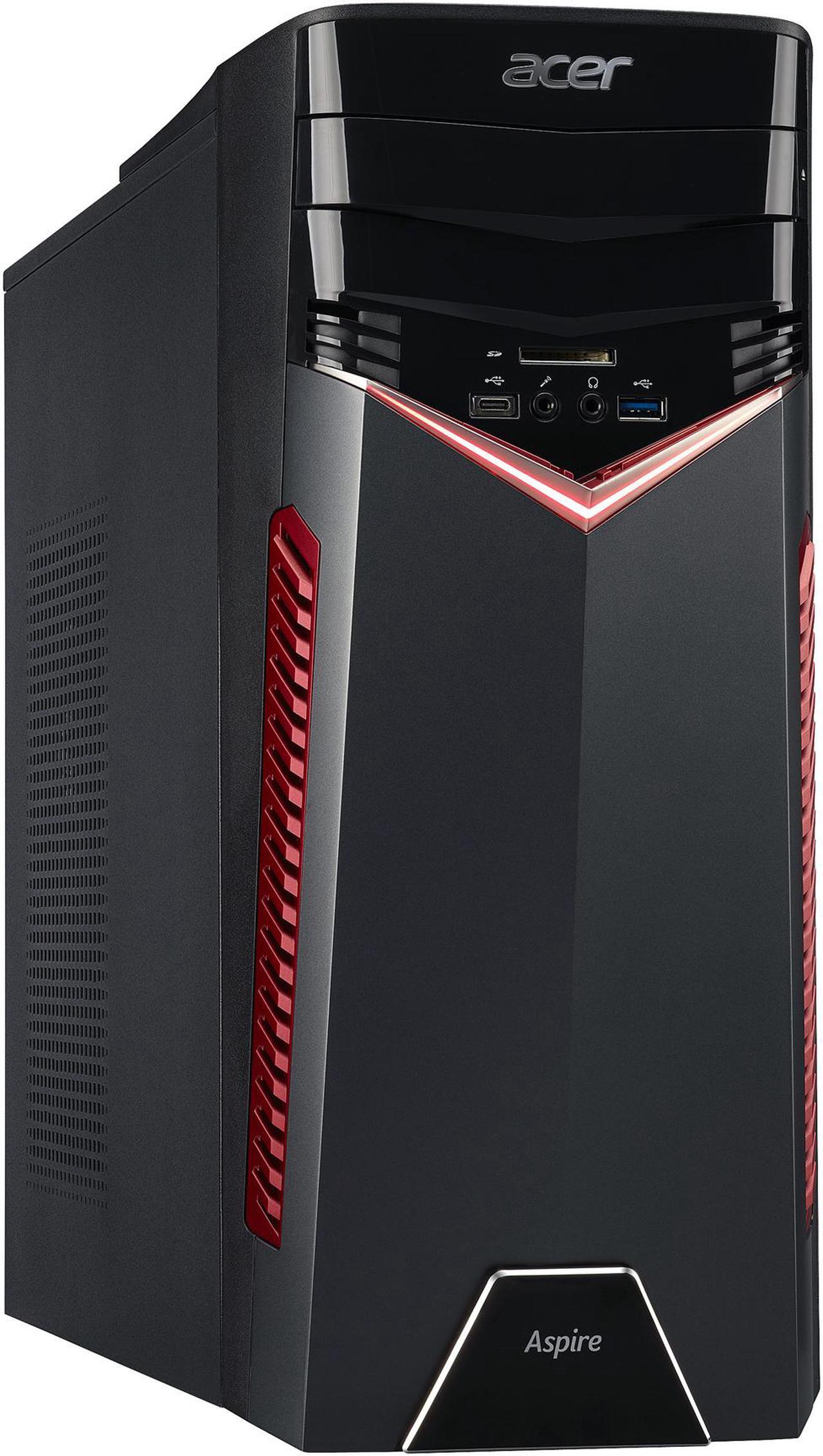 Main image of Acer Desktop Computer Aspire GX-281-UR16 AMD Ryzen 5 1400 8GB DDR4 1TB HDD 256GB SSD GeForce GTX 1050 Ti Windows 10 Home 64-Bit