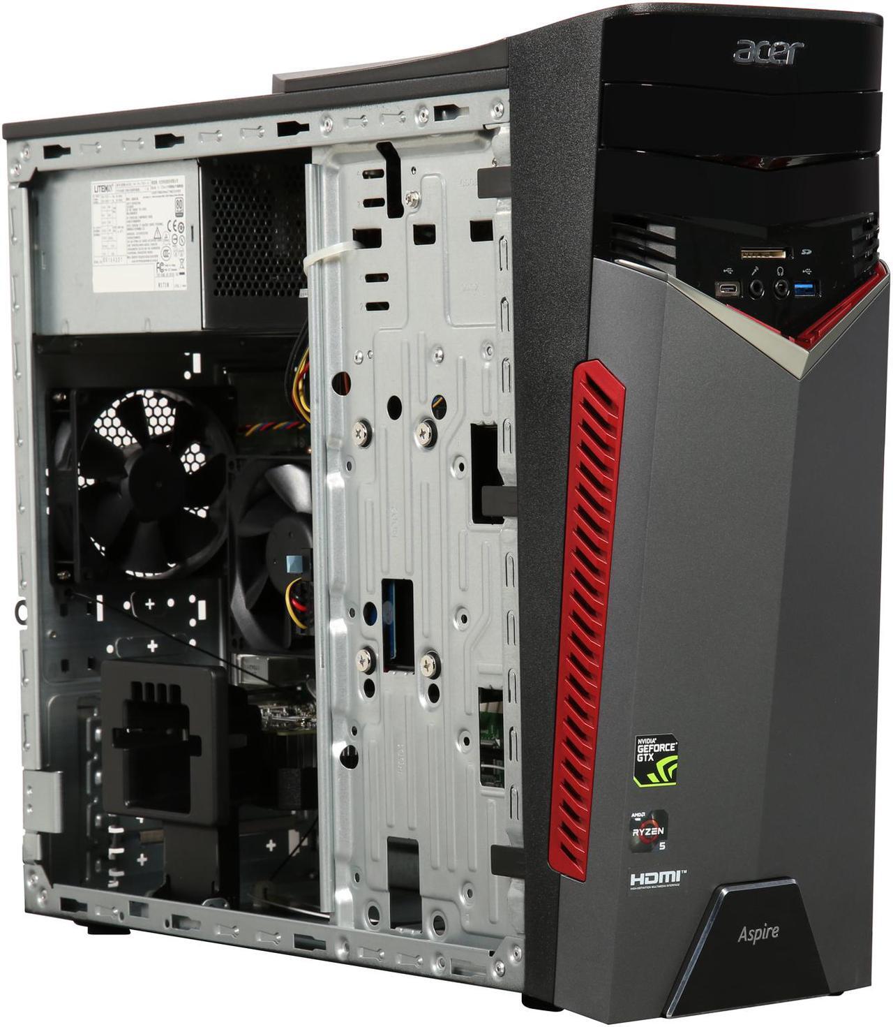 Alt view image 8 of 9 - Acer Gaming Desktop Aspire GX-281-UR15 AMD Ryzen 5 1600 8GB DDR4 1TB HDD GeForce GTX 1050 Ti Windows 10 Home 64-bit