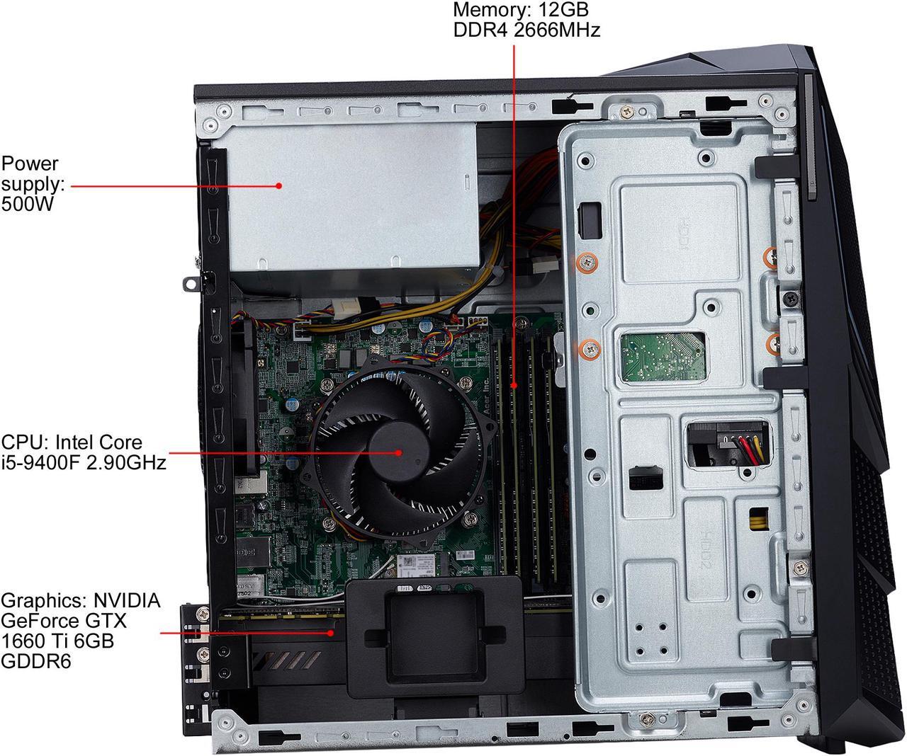 Alt view image 12 of 13 - Acer Predator Orion 3000 - Intel Core i5-9400F - 12 GB DDR4 - 512 GB SSD - GeForce GTX 1660 Ti - Windows 10 Home - Gaming Desktop (PO3-600-UR1D)