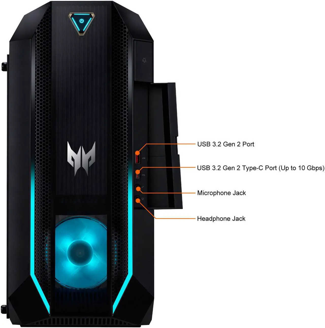 Alt view image 5 of 15 - Acer Predator Orion 3000 - Intel Core i7-10700 - 16 GB DDR4 - 1 TB HDD - 512 GB SSD - GeForce RTX 2060 SUPER - Windows 10 Home - Gaming Desktop (PO3-620-UR14)