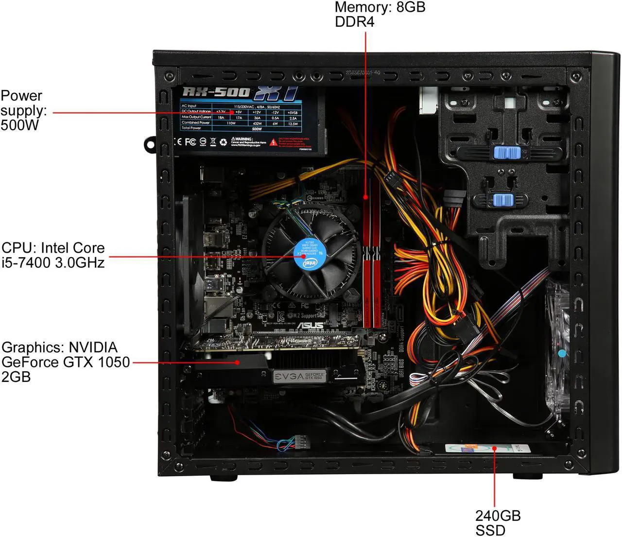Alt view image 7 of 9 - ABS M-Box Intel i5-7400 (3.0 GHz) 8 GB DDR4 240 GB SSD NVIDIA GeForce GTX 1050 2 GB Windows 10 Home 64-Bit Gaming Desktop ALI170