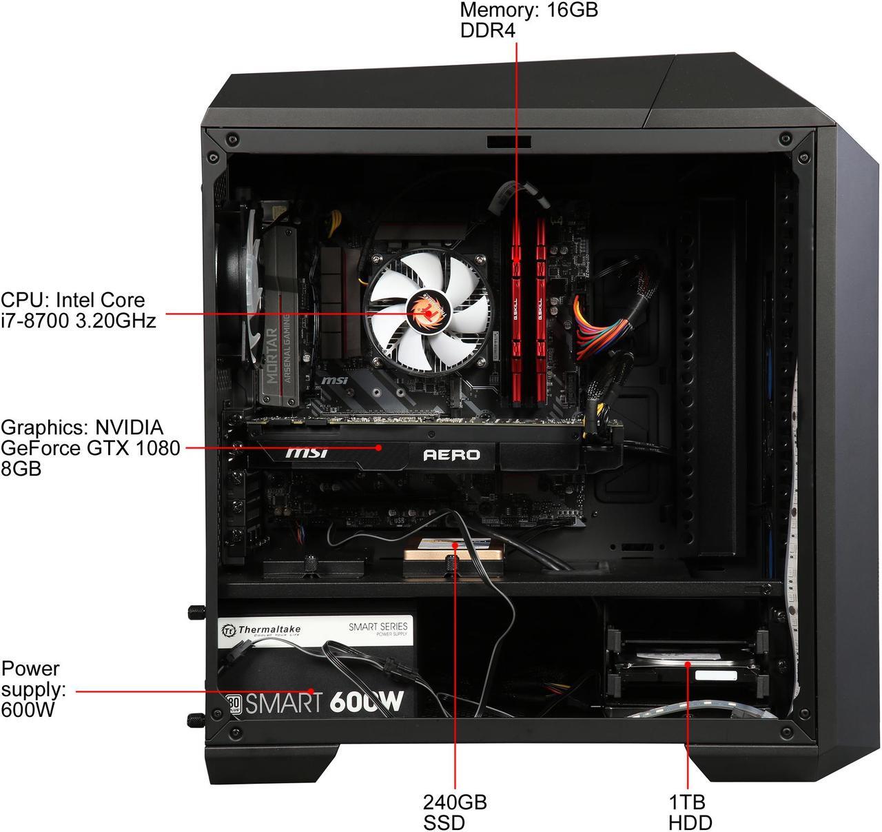 Alt view image 8 of 10 - ABS Battlebox Essential Master-Pro NVIDIA GeForce GTX 1080 8 GB Intel Core i7-8700 (3.20 GHz) 16 GB DDR4 240 GB SSD 1 TB HDD Windows 10 Home 64-Bit ALI176