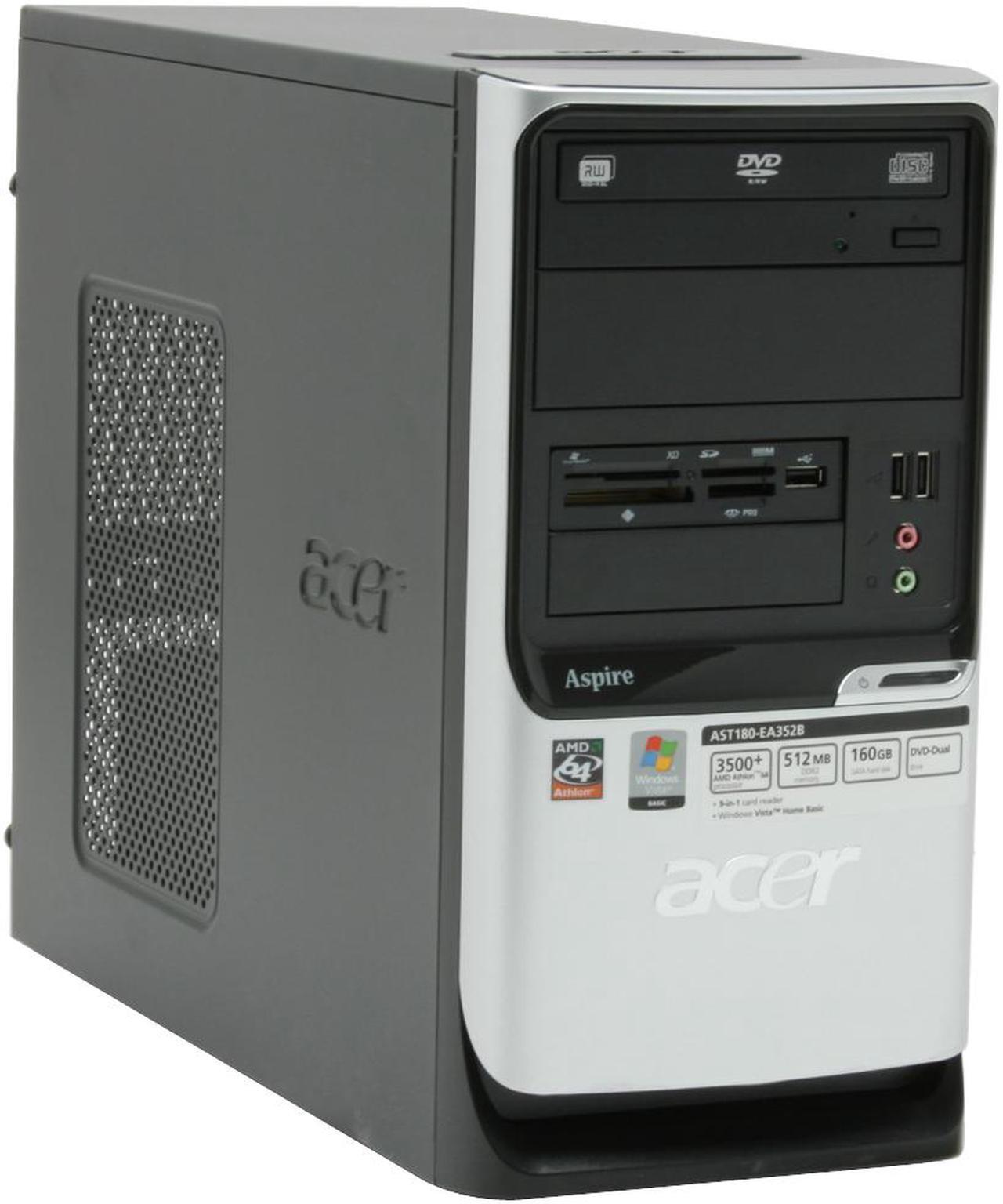 Alt view image 2 of 19 - Acer Desktop PC Aspire AST180-EA352B 3500+(2.20 GHz) 512MB DDR2 160GB HDD NVIDIA GeForce 6100 Windows Vista Home Basic