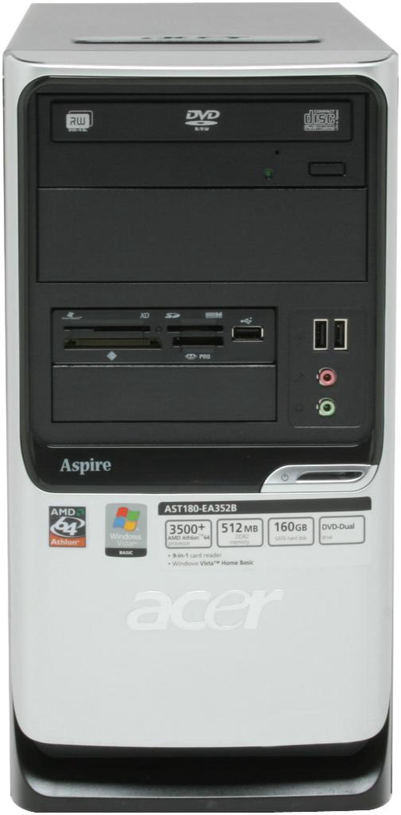 Alt view image 4 of 19 - Acer Desktop PC Aspire AST180-EA352B 3500+(2.20 GHz) 512MB DDR2 160GB HDD NVIDIA GeForce 6100 Windows Vista Home Basic