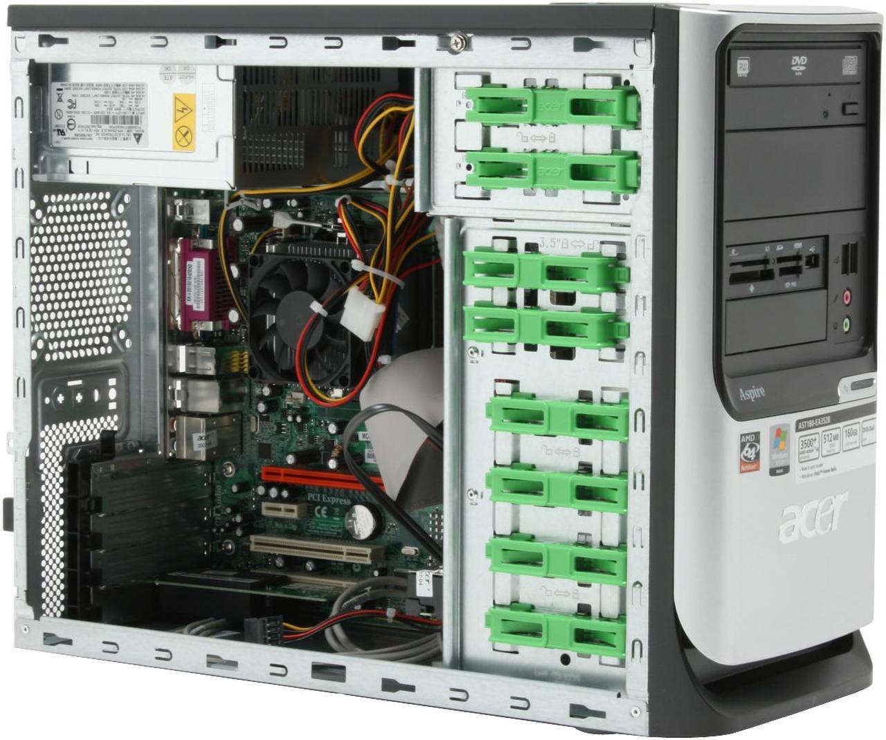 Alt view image 10 of 19 - Acer Desktop PC Aspire AST180-EA352B 3500+(2.20 GHz) 512MB DDR2 160GB HDD NVIDIA GeForce 6100 Windows Vista Home Basic