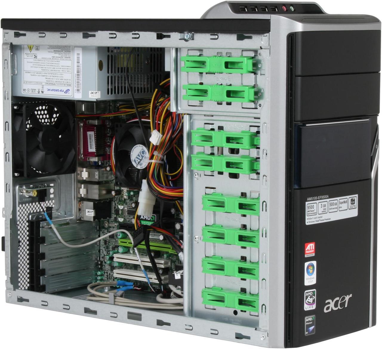 Alt view image 10 of 14 - Acer Desktop PC Aspire AM5100-EF9500A AMD Phenom X4 9500 3GB DDR2 500GB HDD ATI Radeon X1250 IGP Windows Vista Home Premium