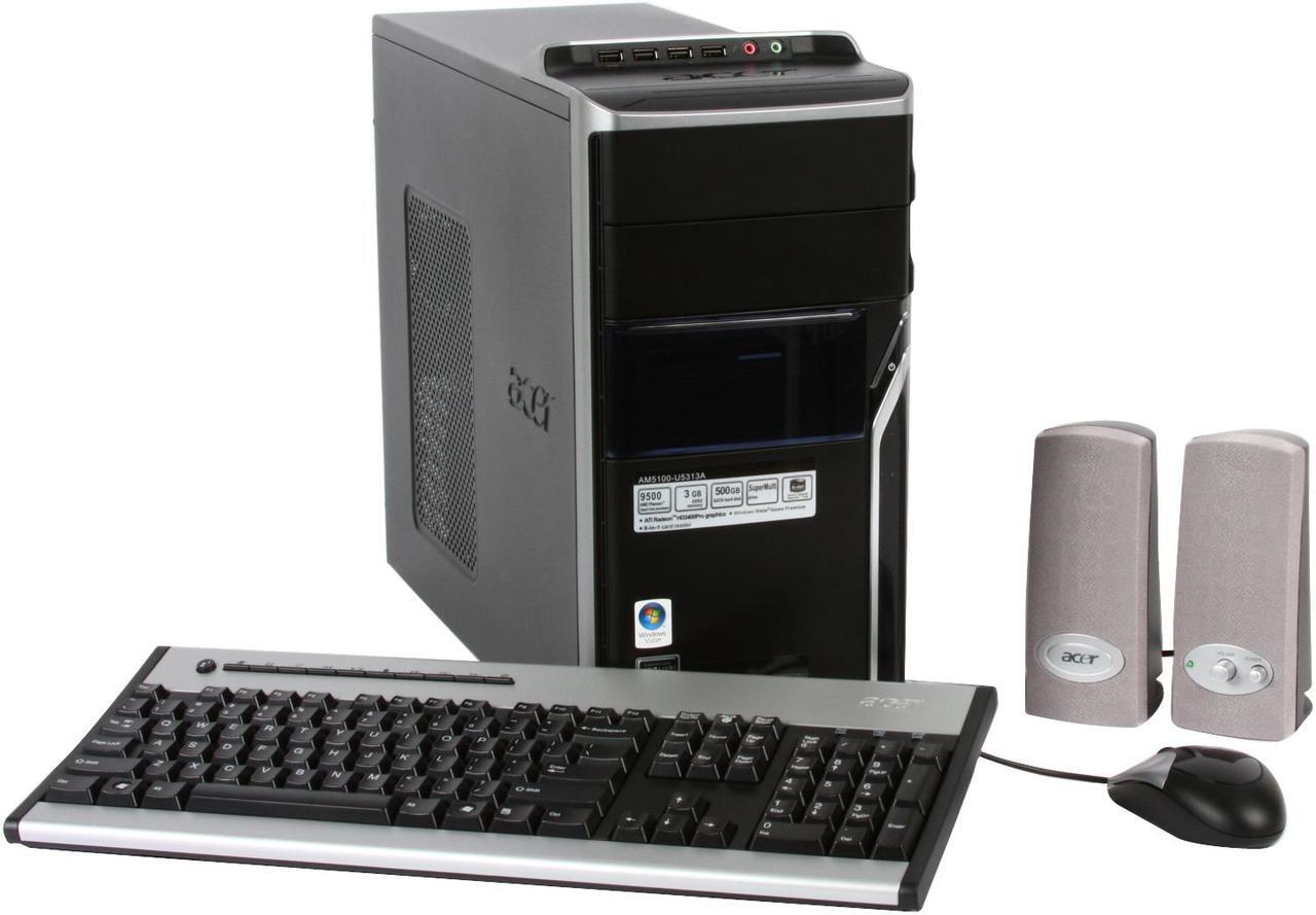 Main image of Acer Desktop PC Aspire AM5100-U5313A AMD Phenom X4 9500 3GB DDR2 500GB HDD ATI Radeon HD 2400 PRO Windows Vista Home Premium