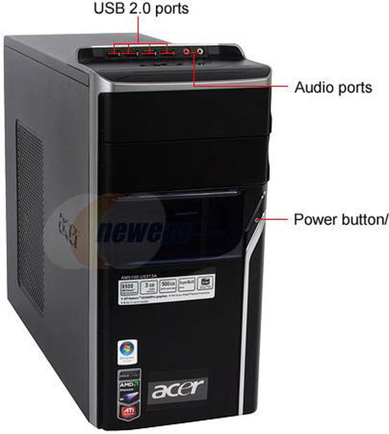 Alt view image 2 of 18 - Acer Desktop PC Aspire AM5100-U5313A AMD Phenom X4 9500 3GB DDR2 500GB HDD ATI Radeon HD 2400 PRO Windows Vista Home Premium